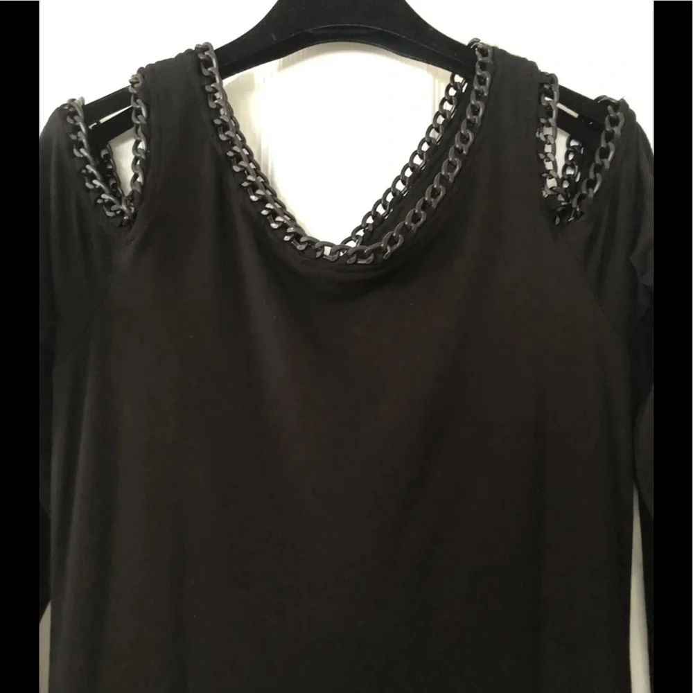 Bailey 44 Chain Trim Cold Shoulder Black Tube dress Medium - Picture 3 of 5